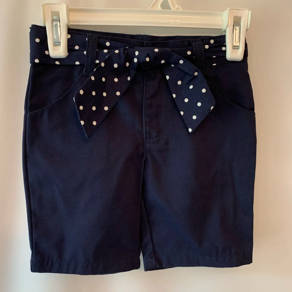 Gymboree 3 Navy Belted Knit Shorts Khaki uniform beach school nautical boat